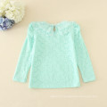 long sleeve t-shirts mint colour warm clothes winter undershirts gilrs baby lace appliqued T-shirts wholesale retail price